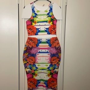 Two-Piece Crop Top and Midi Skirt Set L